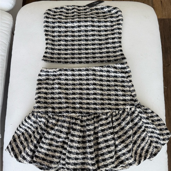 NWT Lulu’s Black and White Gingham Mini Skirt and Top - M - Picture 2 of 8